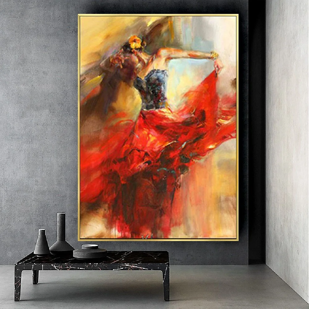 

Hand Copied By Famous Artist Spanish Flamenco Dancer Oil Paintings Woman Art Painting On Canvas Hight Quality Wall Decor Picture