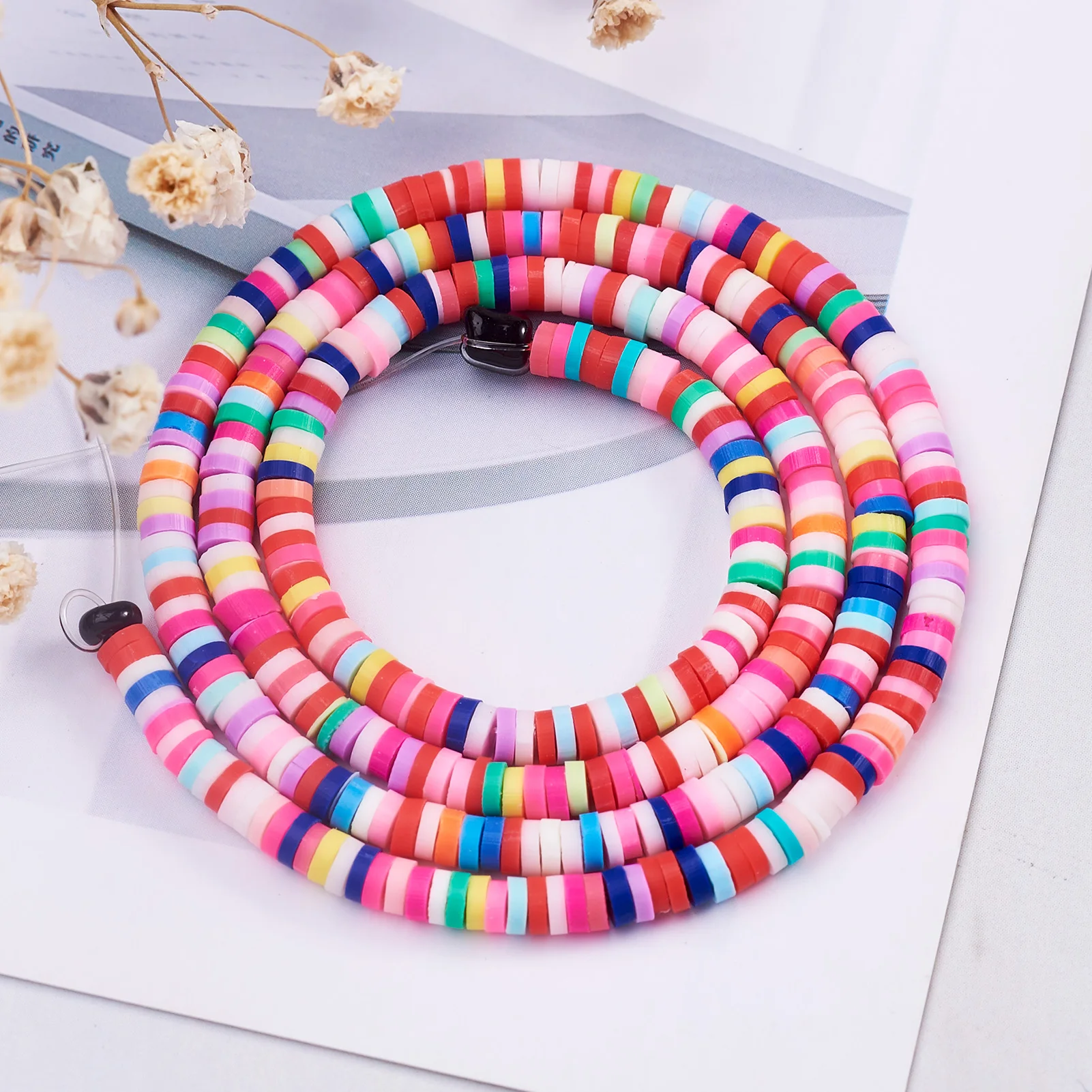 

400Pcs Flat Round Polymer Clay Beads Disk Handmade Mixed Colors Loose Spacer Bead For Girls DIY Bracelet Necklace Jewelry Making