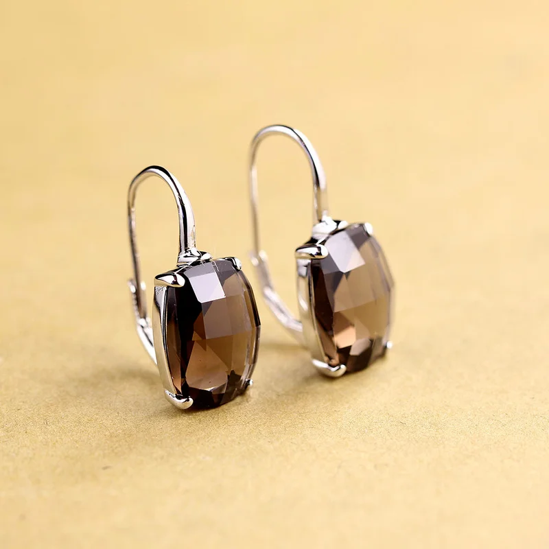 925 Sterling Silver Amethyst Earrigns Handmade Natural Amethyst Citrine Crystal Drop Earrings for Women Crystal Jewelry