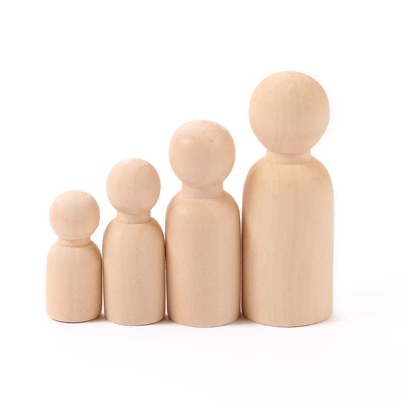 DIY 35 43 55 65mm Painted Wooden Figure Peg Dolls Handmade Custom Puppets Doll Kids Toys Arts Crafts Graffiti Little Wooden Men