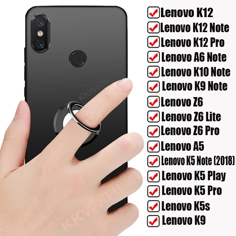 For Lenovo K12 Note A6 K10 K9 Note Z6 Lite A5 K5 Play K5s S5 K520 Z5 Pro A5s Z5s Back Ring Holder Bracket Case Phone Soft Cover