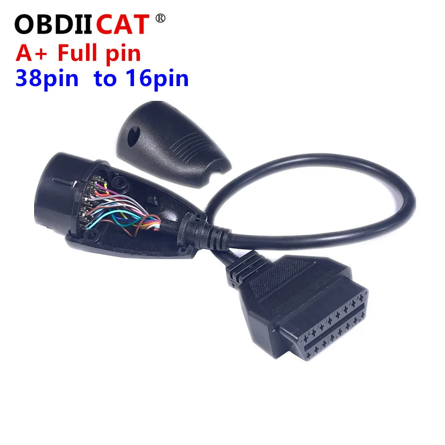 50pcs/lot Best Quality 38Pin to 16Pin OBD 2 OBD2 Female Adapter Connector Cable Car Accessories Tool 38 pin for Be---nz Brand