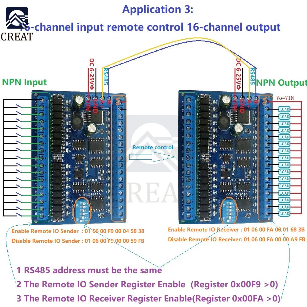 rs485 Remote Control Switch PLC IO expansion Board RS485 Modbus RTU Module Board DC 12V 24V 16 Input 16 Output rs485 modbus