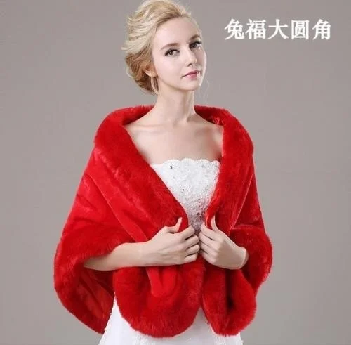 Rood/Ivoor Wedding Bolero Winter Bridal Bolero Faux Fur Wedding Sjaals Wome Wraps Bridal Jacket Party Coat Bridal Shawl