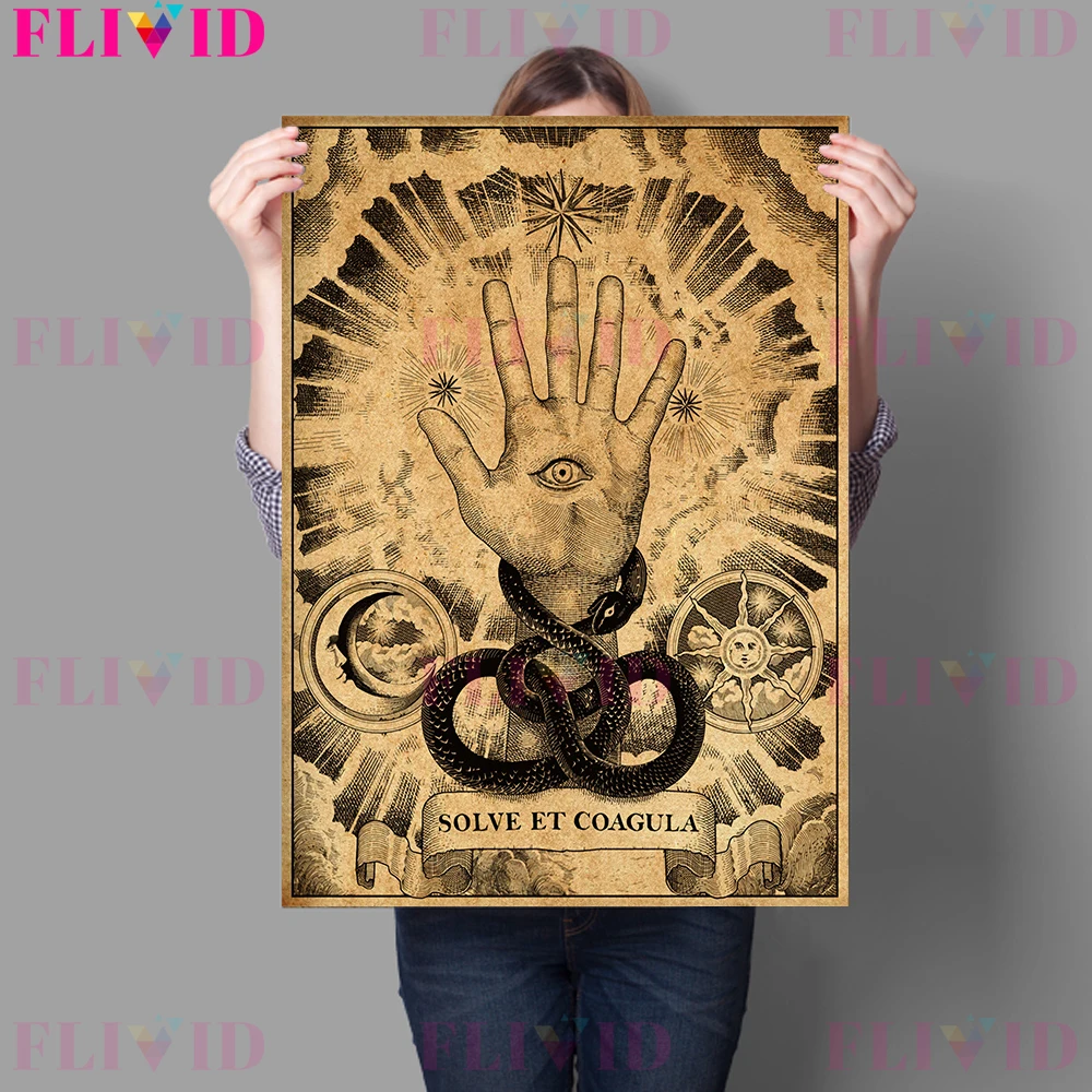 Medieval Retro,Witchcraft,Magic And Mysterious Wall Art Canvas Painting Decorative Poster And Prints For Living Room