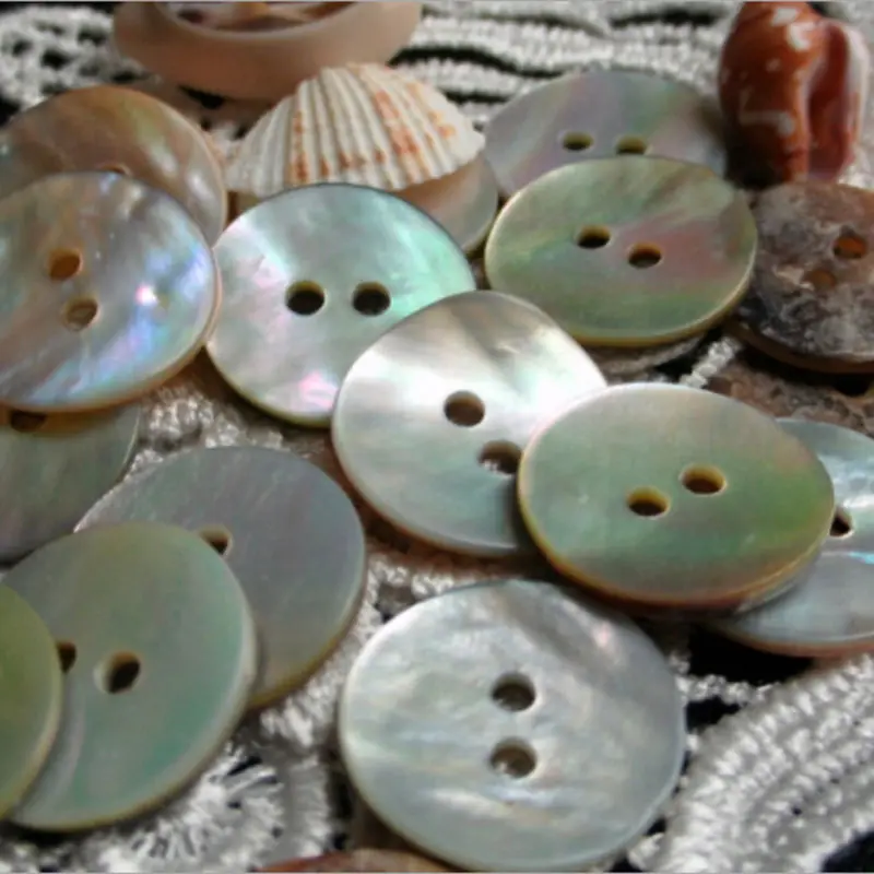 100PCS New 10mm Natural Shell Sewing Buttons Color Mother Of Pearl  Round Shell 2 Hole Button Wholesale