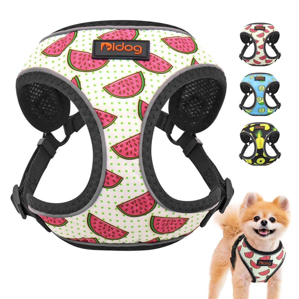 

Cute Dog Cat Harness Fruit Printed Puppy Pet Harness Nylon Mesh Small Dogs Chihuahua Harness Vest Reflective for Yorkshire