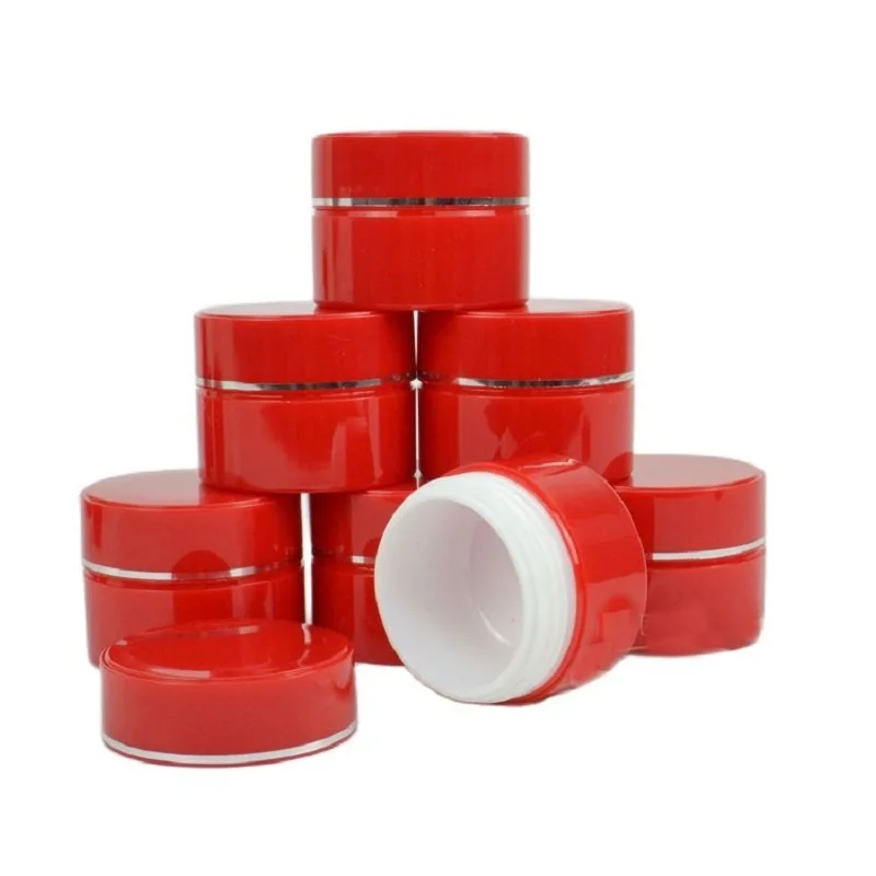 15G 15ML Round Plastic Cream Jar,  Red White Color With Line Cream Jar, Cosmetics Skin Care Cream Jar,  30pcs/lot