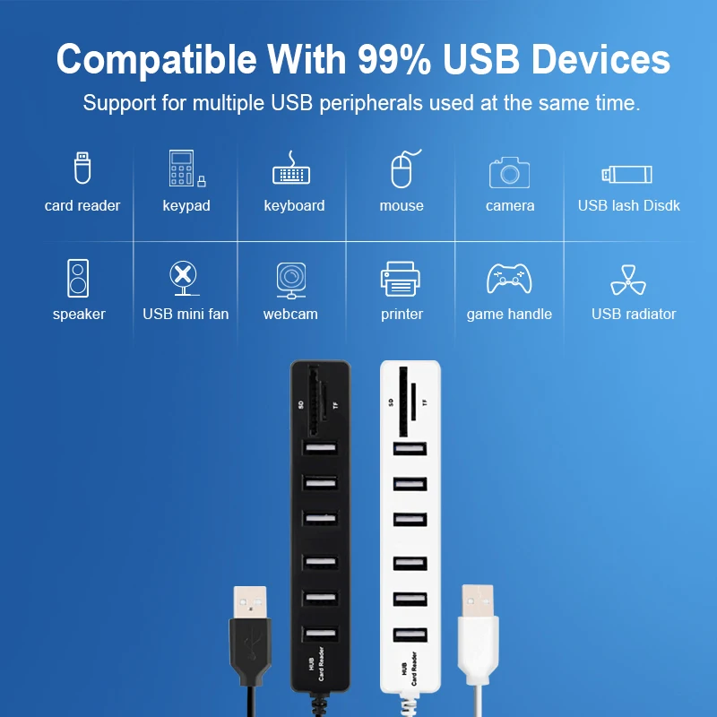 متعدد العالمي USB 2.0 محور USB الخائن عالية السرعة 3/6 منافذ 2.0 هاب TF قارئ بطاقة SD الكل في واحد لأجهزة الكمبيوتر اكسسوارات الكمبيوتر