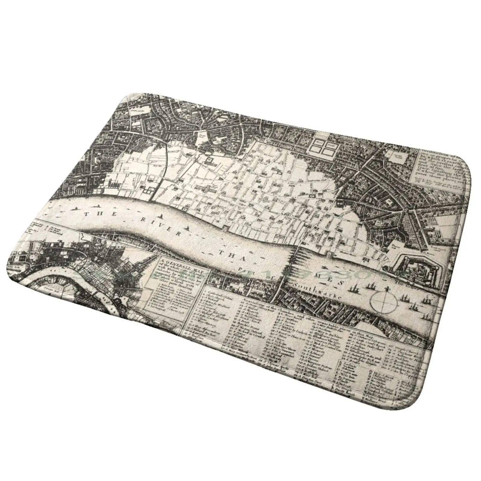 London England Uk Europe 1666-Vintage Antique Map Art Unique Classic Style Aesthetic Entrance Door Mat Bath Mat Rug Alfa Tauri