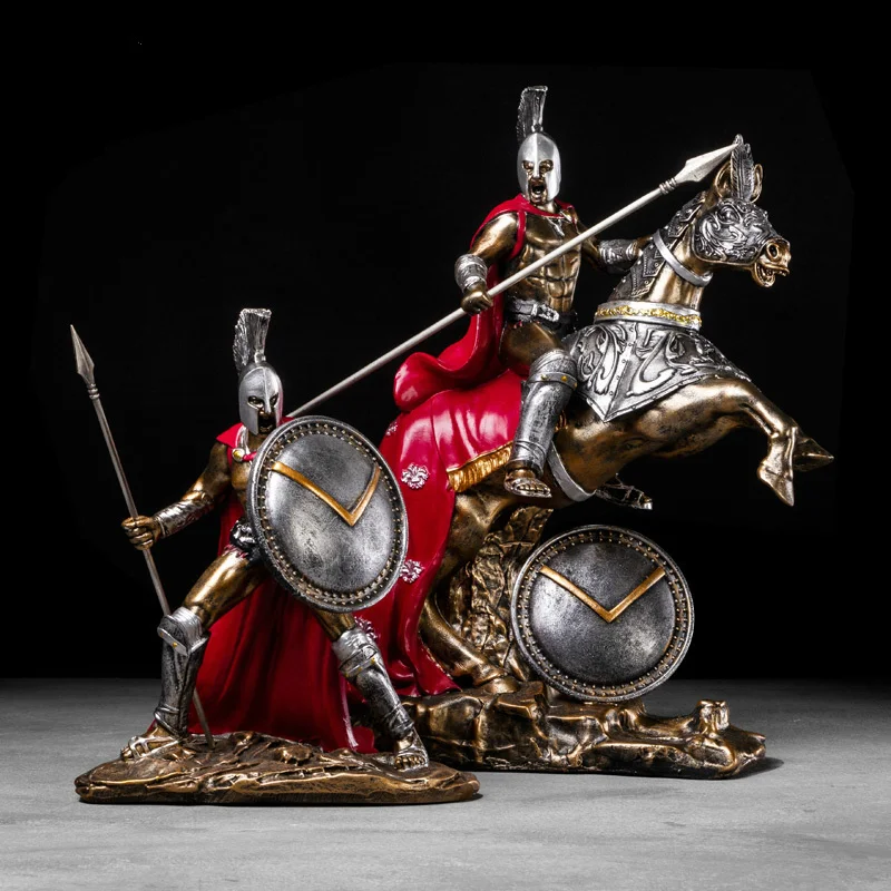 Exquisite Vintage Roman Warriors Crafts Resin Spartan Model Figurine TV Cabinet Living Room Accessories Creativity Home Decor