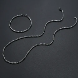 Low Price Stainless Steel Fashion Jewelry Set Keel Chain Necklace & Bracelet For Men Hip Hop Rock Style Jewelry drop shipping