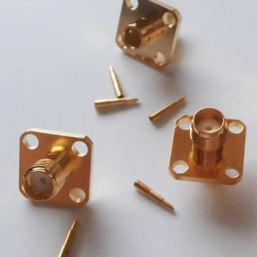 1X Pcs RPSMA RP SMA RP-SMA Female jack 4 Hole Flange Chassis Panel Mount semi-rigid RG402 0.141" cable RF Connector Adapters image 5