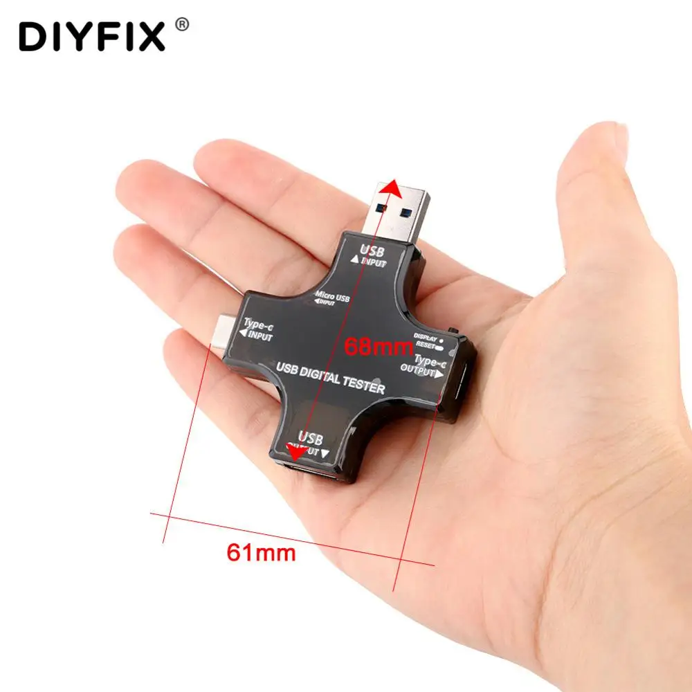 Pd USB Tipe C Digital Tester DC Voltmeter Digital Tegangan Meter Amp Pengukur Amper Detector QC3.0 Power Bank Charger Indikator