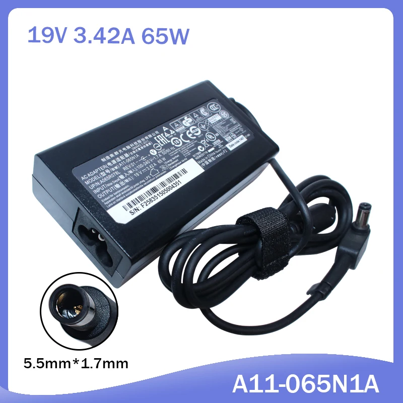 

19V 3.42A 65W Laptop Charger for ACER Gateway MS2285 MS2274 NV78 CPA09-A065N1 A065R035L A11-065N1A Ac Adapter