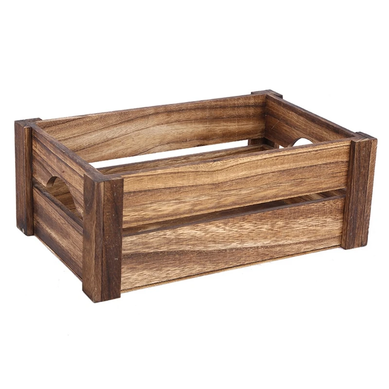 Creative Wooden Storage Box Desktop Organizer Retro Table Tray Home Decoration