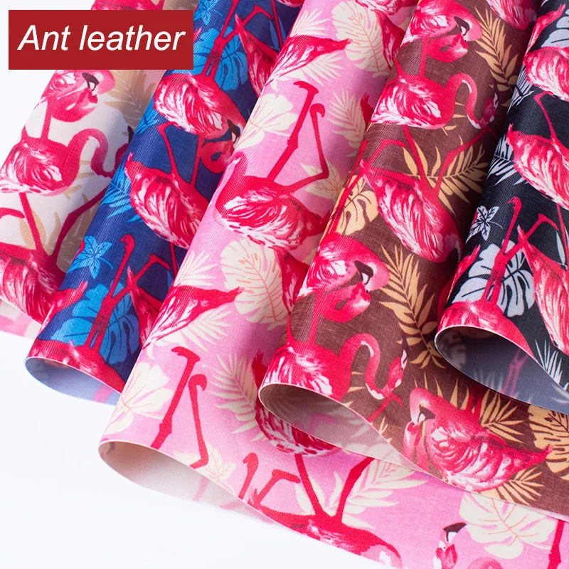 25*34CM Flamingo PVC Faux Leather Fabric Waterproof for Sewing Clothes Accessories Supplies Bag Shoes Craft DIY Handmade