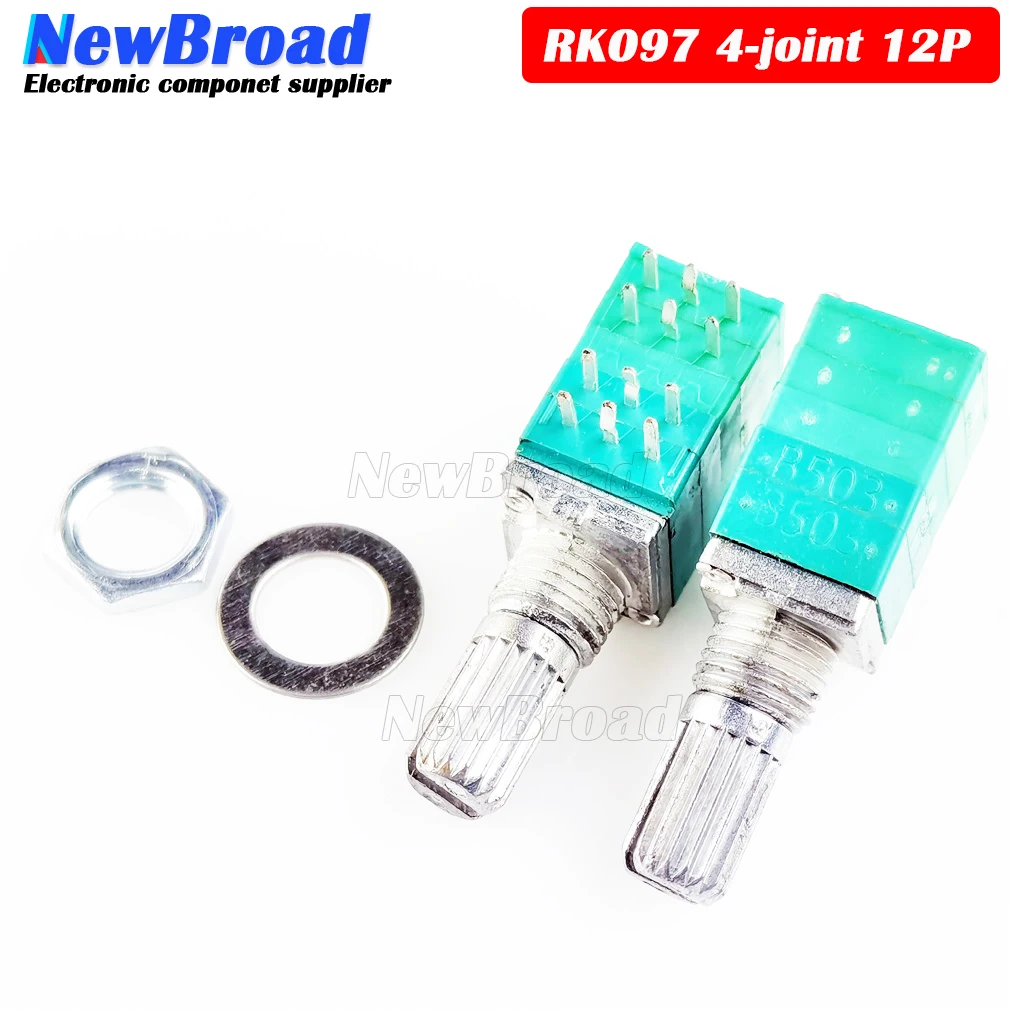 2PCS RK097 4-joint 12 Pin Potentiometer Audio Power Amplifier potentiometer Sealed B10K B103 B20K B203 B50K B503 15MM