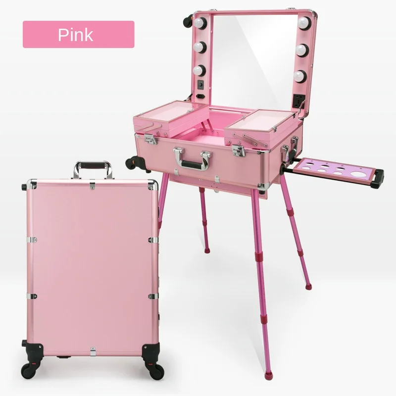 

Trolley cosmetic case Rolling luggage Makeup Toolbox,Detachable Foldable Beauty Box dressing table suitcase bag Professional