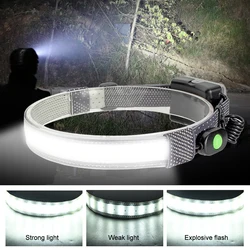 Waterproof COB Headlight 26 LED Wide Light Headlamp 3 Light Modes Torch Camping Fishing Bicycle Flashlight Power by AA Battery