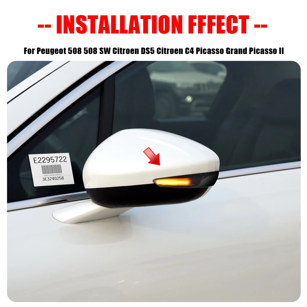 2 Buah untuk Peugeot 508 SW LED Lampu Sinyal Belok Dinamis Lampu Senter Indikator Tanda Bahaya Cermin untuk Citroen DS5 C4 Grand Picasso II