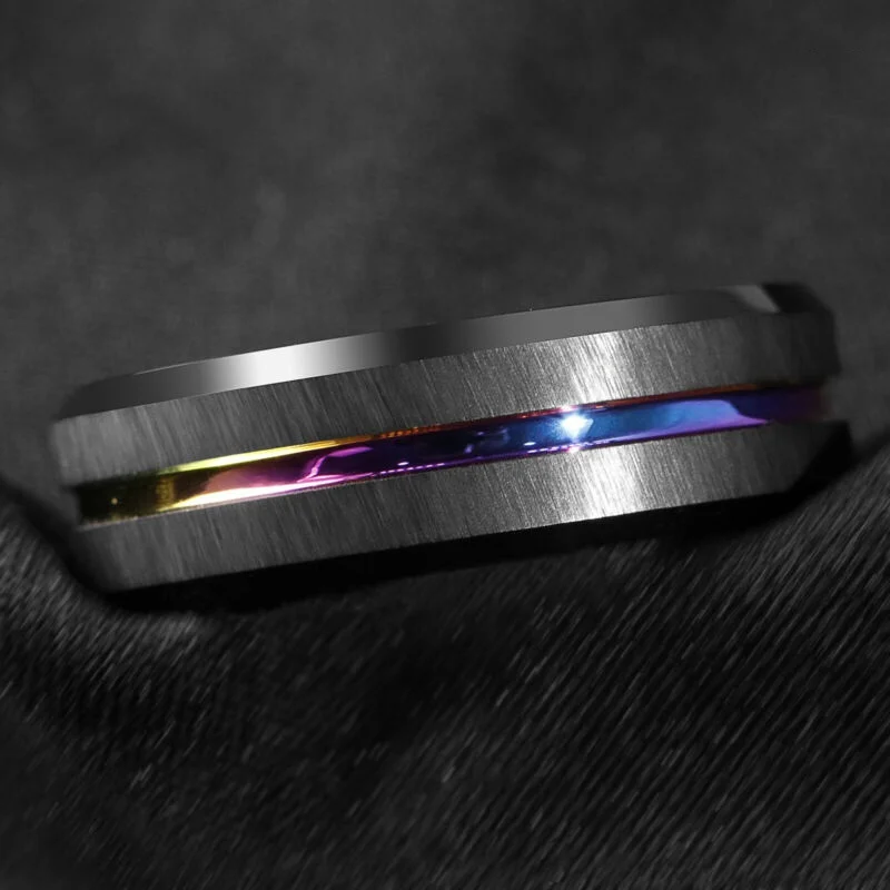 8mm Men Rings Black Brushed Tungsten Carbide Stainless Steel Ring Anniversary Wedding Engagement Bands Birthday Party Gift