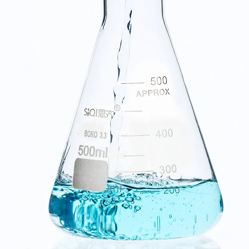 Frascos de vidro erlenmeyer para escola, 2 peças/500ml, equipamento de laboratório, frascos erlenmeyer, 2 peças