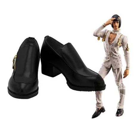 JoJo's Bizarre Adventure Bruno Bucciarati Cosplay Boots Shoes Black Men Costume Customized Accessories Halloween Party Shoes