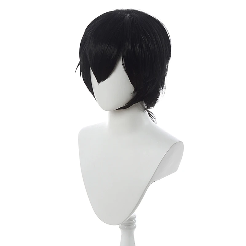 L-email wig Ranma 1/2 Ranma Saotome Cosplay Wigs 25cm Black Short Wig Braid Synthetic Hair Heat Resistant Unisex Anime Cosplay