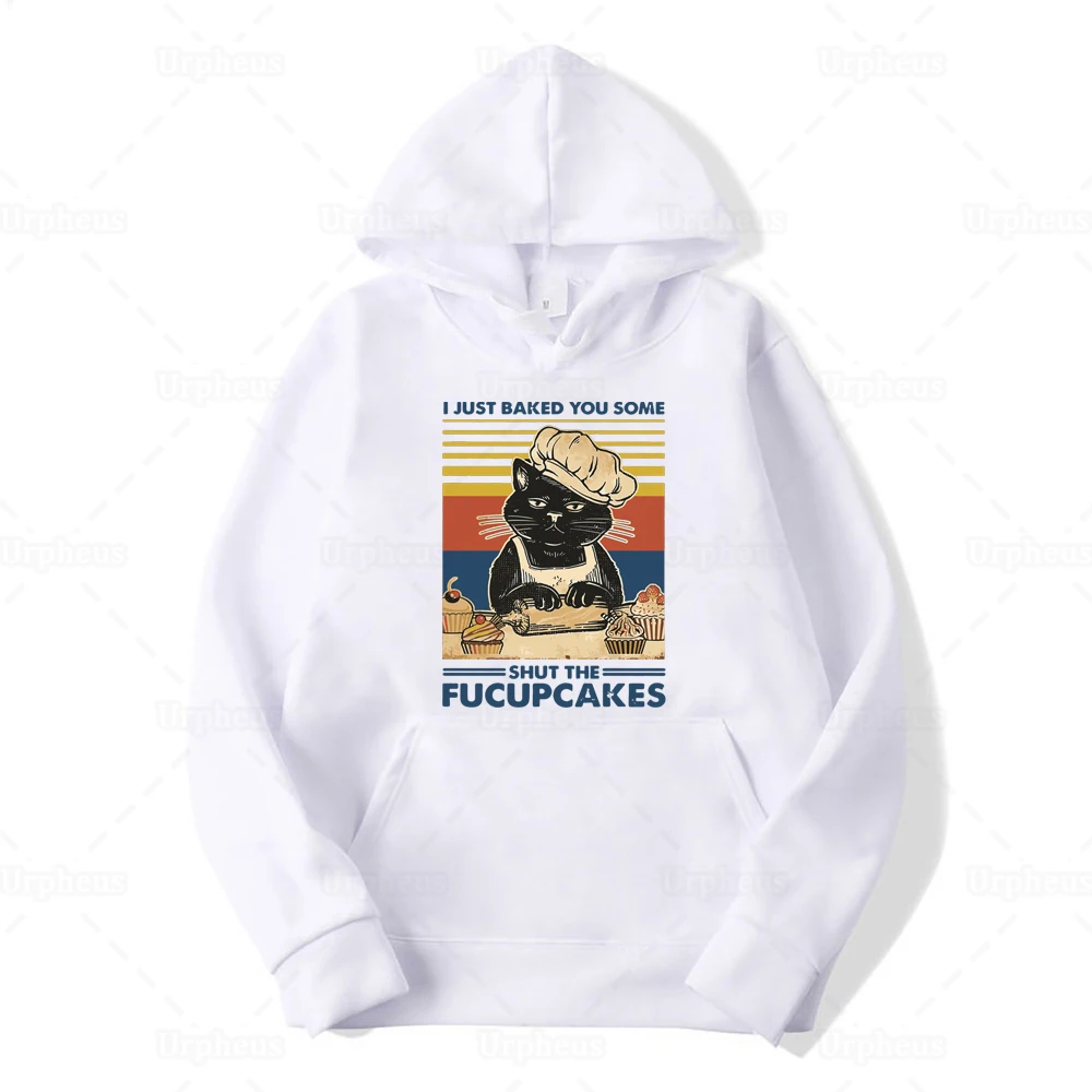 Baking Fucupcakes Cat Hoodie Vintage Black Cat I Just Baked You Some Fucupcakes Sweatshirt Hoodie