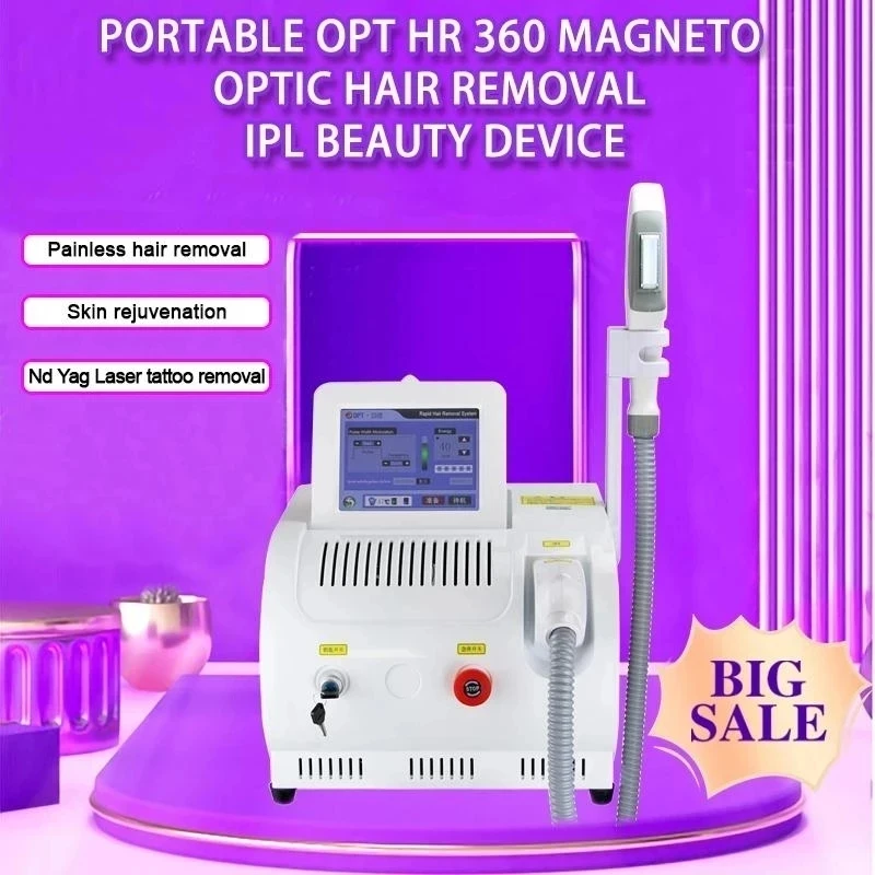 Portable IPL /OPT/Elight Laser Hair  Removal Machine Skin Whitening 530nm,480nm 640nm Three Wavelength