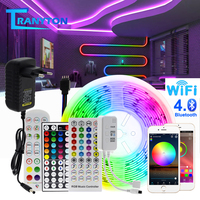 RGB LED Strip Light 5050 2835 Flexible LED Light Strip 10M 15M 20M 12V RGB LED Tape Set with Wifi / Bluetooth Music Controller