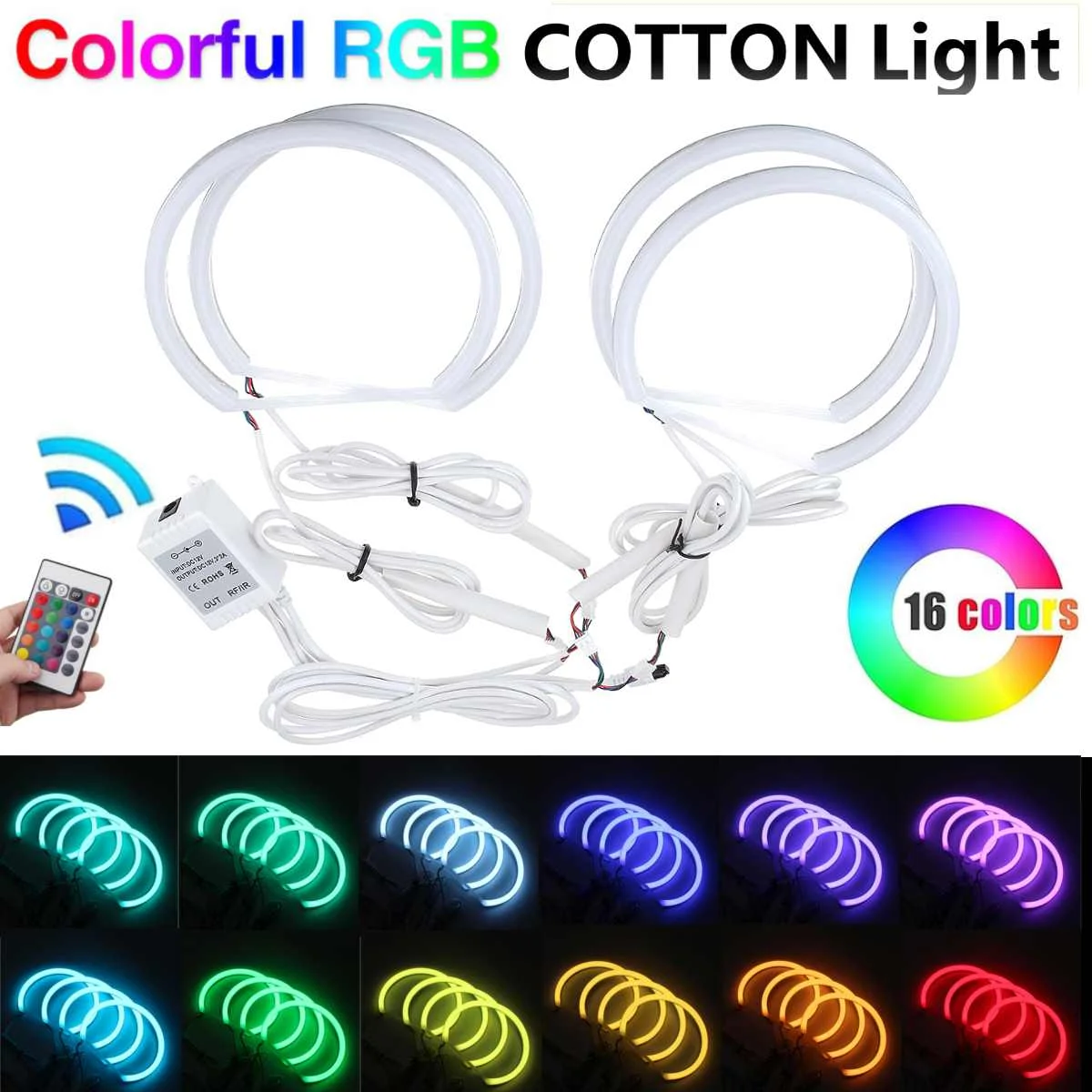 new 4X131mm Car Auto Halo Rings Cotton Lights SMD LED Angel Eyes for BMW E36/E38/E39/E46 RGB Car Styling White/Blue/Yellow