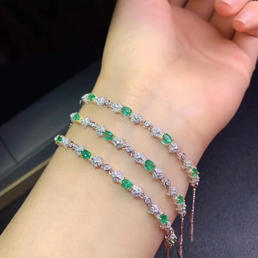 KJJEAXCMY fine jewelry S925 sterling silver inlaid natural Emerald Girl new vintage hand Bracelet Support test Chinese style