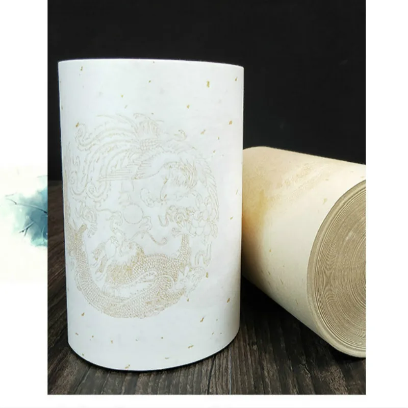 Chinese Rice Paper Roll Brush Calligraphy Creation Xuan Paper Gold Foil Dragon Pattern Half-Ripe Xuan Paper Papel Para Dibujar - Image 6