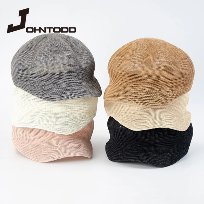 

2021 Retro Fashion Summer Women Octagonal Beret SunHats Painter Hat Outdoor Travel Beach Hat Light Breathable Sun Visor Femme