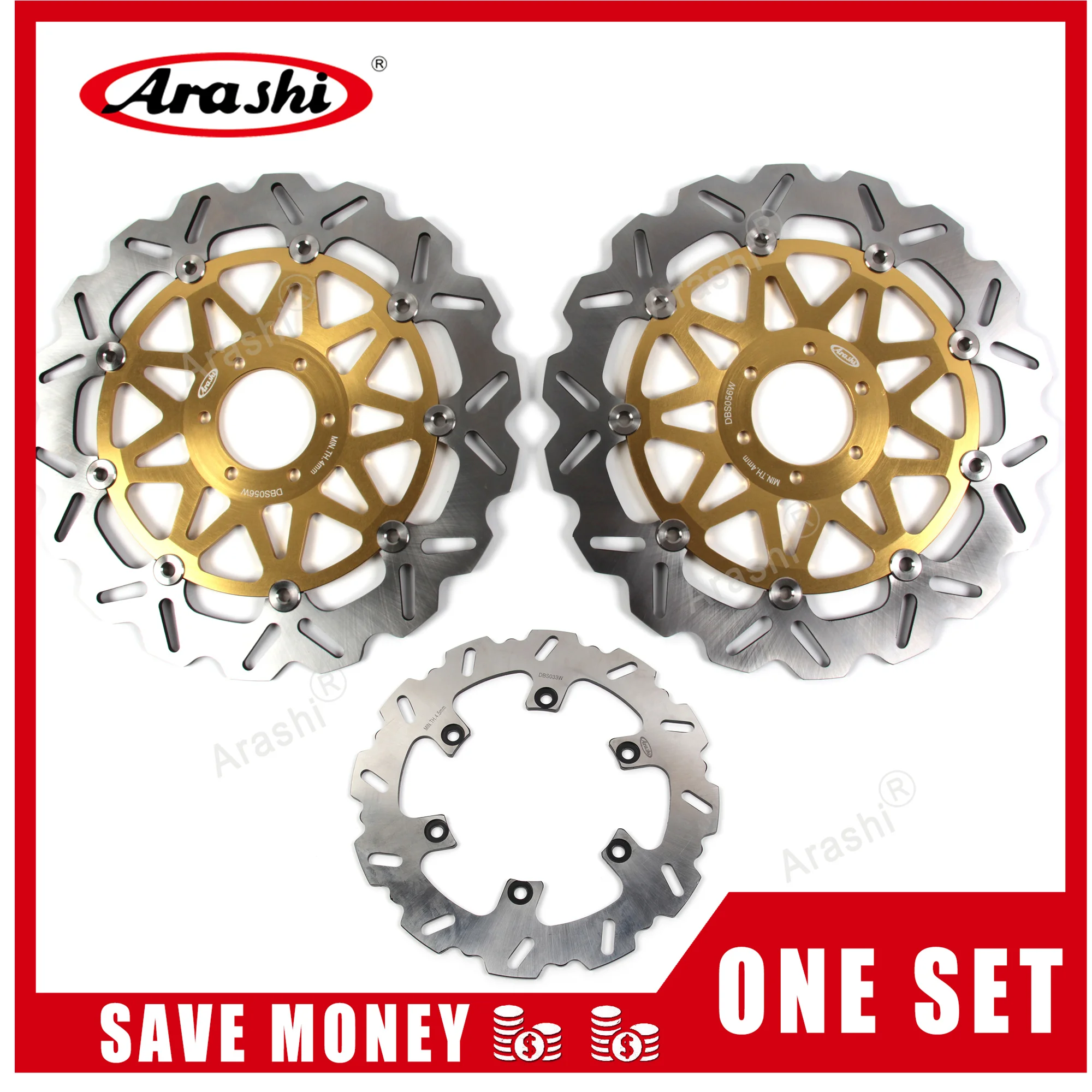 Arashi 1 Set 320mm / 267mm For YAMAHA FZR GENESIS 1000 1987 1988 1989 Full Floating CNC Front Rear Brake Disc Rotor FZR1000