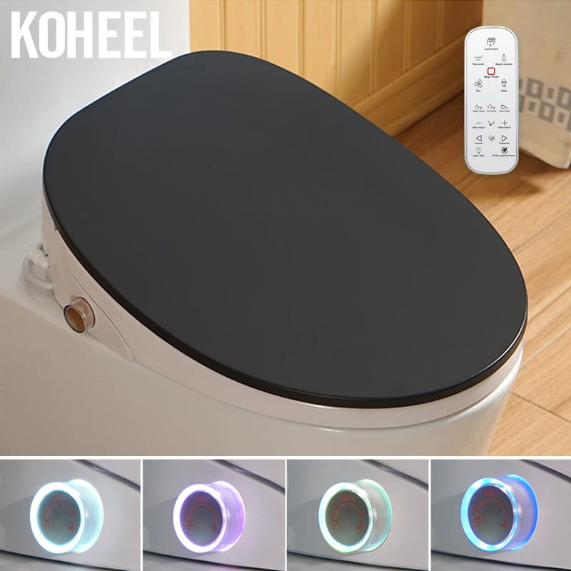 koheel novo wc auto spa inteligente assento do toalete botao inteligente hd display led assento do toalete tampa de assento eletronico bide assento do toalete 01