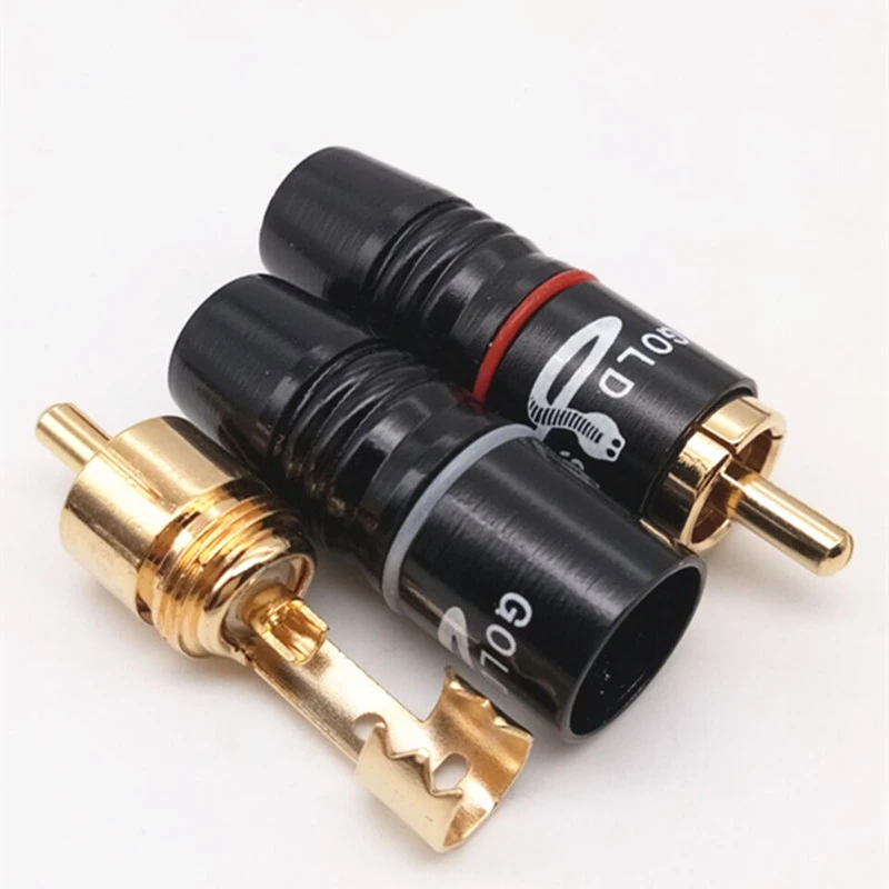 لحام ثعبان النحاس مطلية بالذهب RCA موصل RCA ذكر محول القابس للصوت AV فيديو سلك موصل التوصيل ثقب قطر 8.8 مللي متر