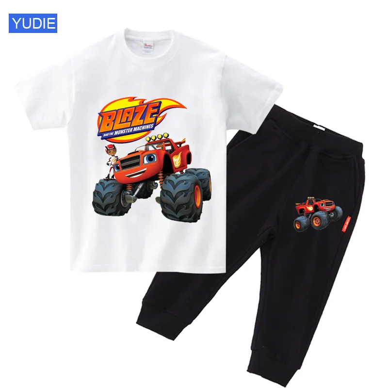 Children\'s Clothing Sets Boys Girls T Shirt Children Summer Cartoon Short Sleeve T-shirt+trousers 2pc Suit Harajuku Anime Tees