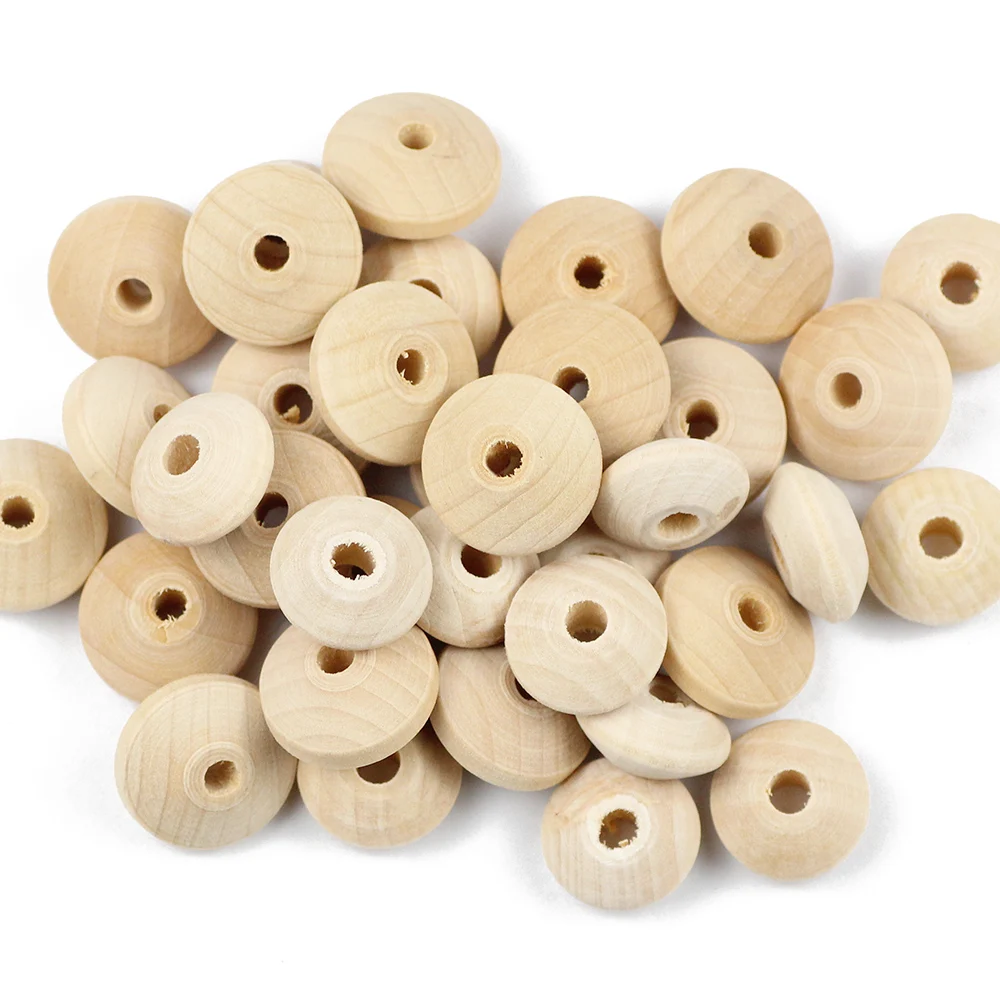 YHBZRET Wooden Flat Round Beads Loose Spacer Eco-Friendly Natural-Color Wood Beads for Jewelry Making bracelet DIY Findings toys