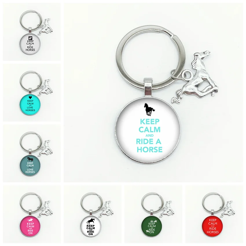 

Keep Calm Forward Keychain Keep Calm Riding Charm Round Glass Pendant Keychain Men Women Accessories Gifts