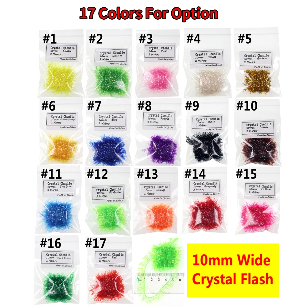 3Bag Crystal Flash Ice Chenille Fly Tying Material For Streamer Egg Salmon Trout Fly Marabou Crappie Jig Fly Tying Accessory