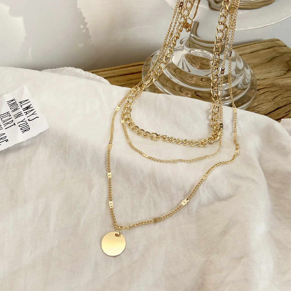 Vintage Necklace on Neck Gold Color Chain Women\'s Jewelry Layered Accessories for Girls Aesthetic Gifts Fashion Pendant 2023