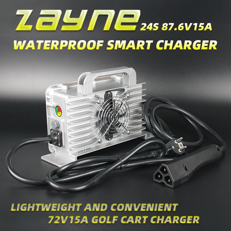 

72V 15A 18Amp IP67 Waterproof Smart Charger For 24S 87.6V Lifepo4 Battery Pack Electric bikes Motorcycles, atVs Club golf cart