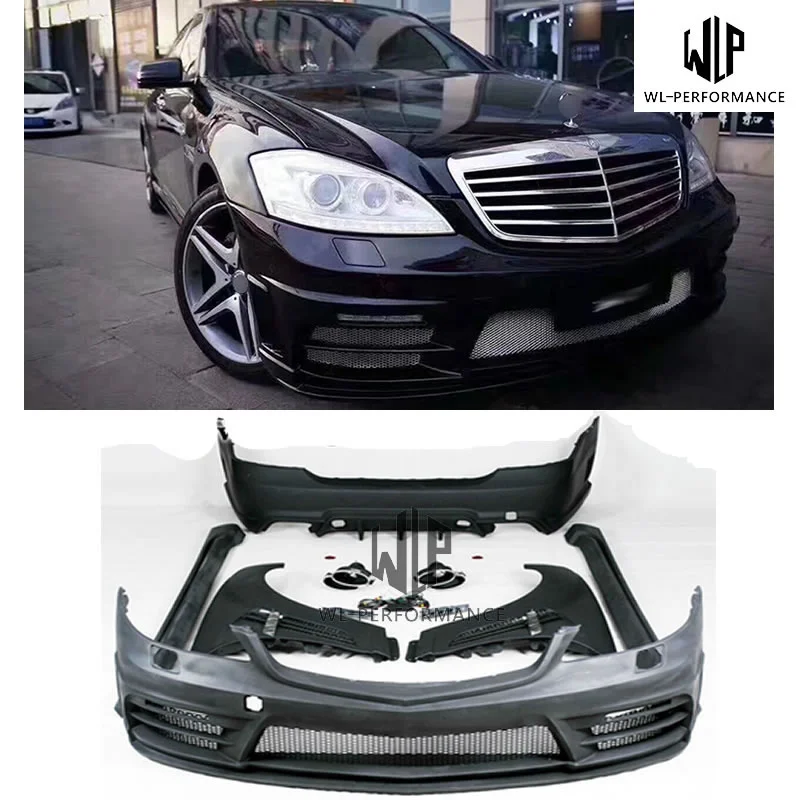 

W221 S350 Frp Unpainted Car Body Kit Front Rear Bumper Side Skirts Car Styling for Mercedes-benz W221 S600 Body Kit 07-12