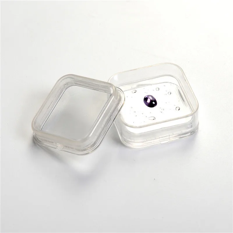 Acrylic Loose Gem Holder Stand Transparent Elastic Membrane Beads Hanging Ear Rings Display Box Gemstones Packaging Storage Case