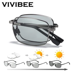 VIVIBEE-Lunettes de soleil photochromiques pliantes pour hommes, verres polarisés rectangulaires en métal, nuances d'été pour hommes, produits tendance, 2024