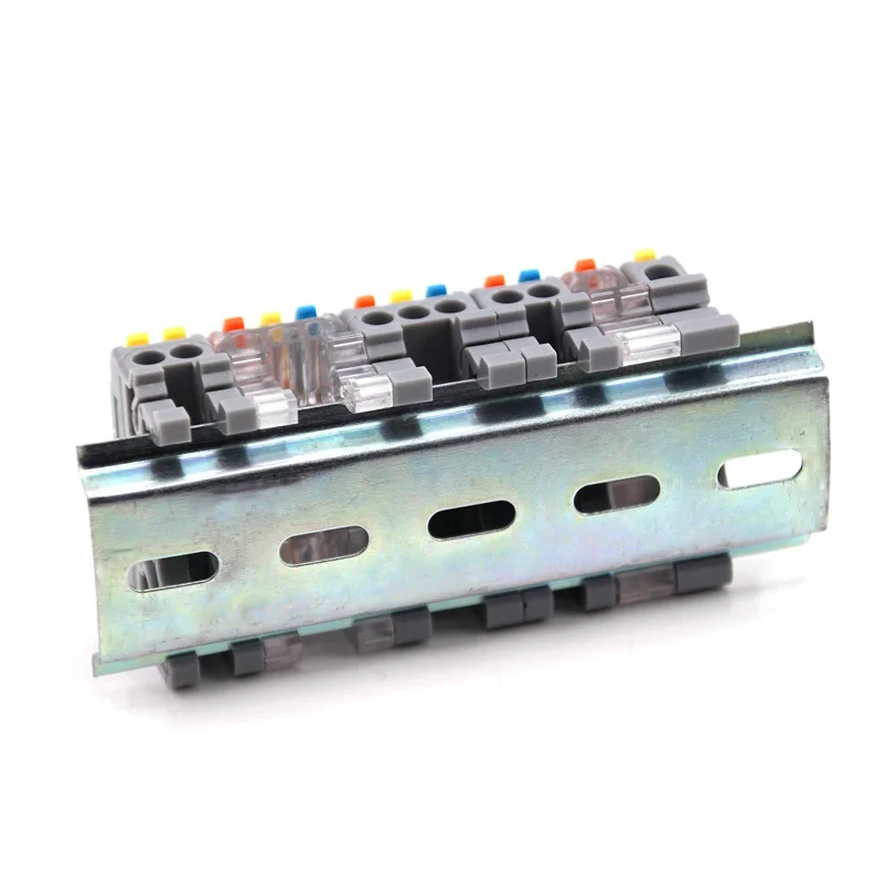 Wire Electrical Din Rail Connectors Fast Universal Compact Conductor Wiring Cable Connector LED Push-in Butt Terminal Block 2Pin