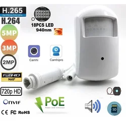 2MP 5MP Mini POE IP Camera PIR Detector Style Security Monitor 2-Way Audio 940nm IR Night Vision Onvif Hidden Video Surveillance
